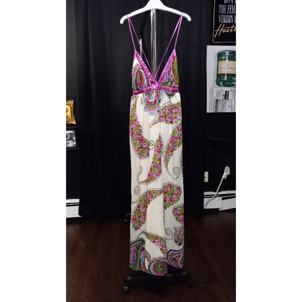 Paisley Print Floral Criss Cross Maxi Dress Bohemian Gypsy Style